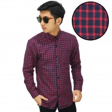 Kemeja Flanel Gingham Navy And Red