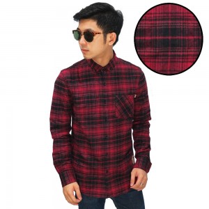 Kemeja Flanel Tartan Gradation Maroon