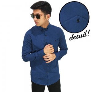 Kemeja Panjang Formal Polos Dongker