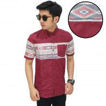 Kemeja Pendek Middle Block Tribal Maroon