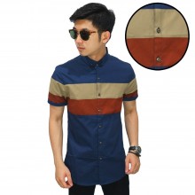 Kemeja Pendek Middle Double Block Navy