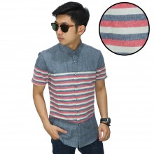 Kemeja Pendek Oxford Middle Layer Block Blue