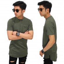 Longline T-Shirt Basic Dark Green