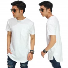 Longline T-Shirt Basic White Size L