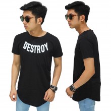 Longline T-Shirt Destroy Black