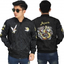Jaket Bomber Sukajan Japan Dragon Black