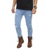 Celana Jeans Ripped On Knee and Thigh Soft Blue