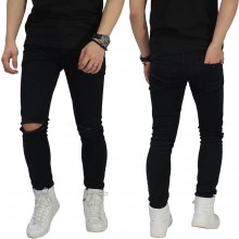 Celana Jeans Ripped On Knee Basic Black