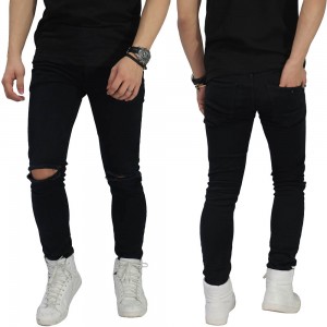Celana Jeans Ripped On Knee Basic Black