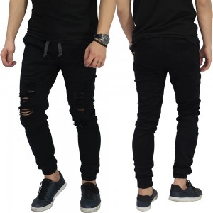 Jogger Jeans Ripped Soft Damage Black