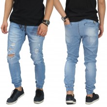 Jogger Jeans Ripped Soft Damage Soft Blue