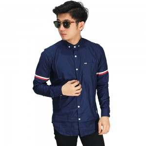 Kemeja Panjang Arm Ribbon List Navy