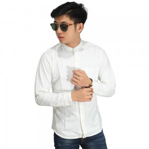 Kemeja Denim Grandad Collar Basic White