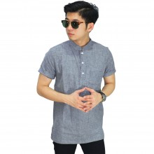 Kemeja Koko Pendek Oxford Modern Grey