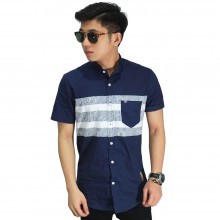 Kemeja Pendek Abstract Stripe Navy