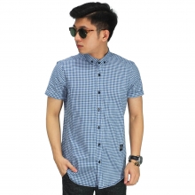Kemeja Pendek Formal Gingham Blue