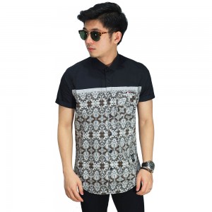 Kemeja Pendek Mix Motif Vector Batik Black