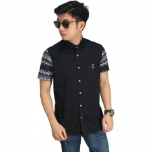 Kemeja Pendek Sleeve Batik Tenun Black