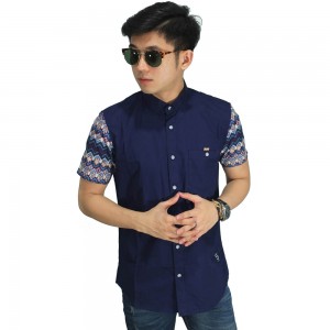 Kemeja Pendek Sleeve Batik Tenun Navy