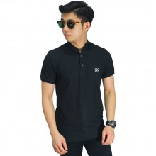 Polo Grandad Collar Basic Black