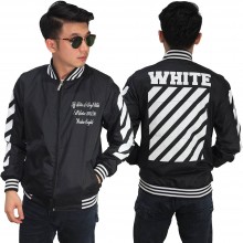 Jaket Bomber Off White Diag Black