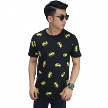 Kaos Batman Logo Pattern Black