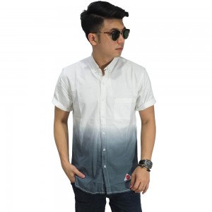 Kemeja Denim Pendek Gradation White And Grey