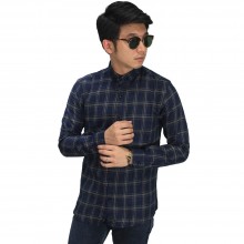 Kemeja Flanel Tartan Hunting Dark Navy
