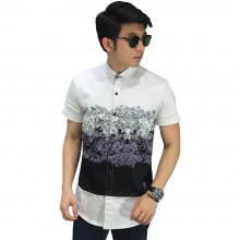 Kemeja Pendek Reflection Motif Broken White