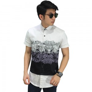 Kemeja Pendek Reflection Motif Broken White