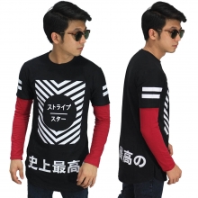 Longline Double Layer Kanji Typography Black