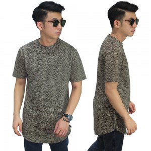 Longline T-Shirt Zig Zag Brown