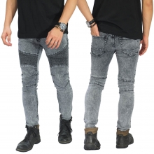 Biker Jeans Maskulin Snow Wash Grey