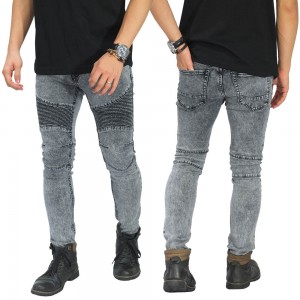 Biker Jeans Maskulin Snow Wash Grey