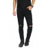 Biker Jeans Thigh And Knee Rips Black