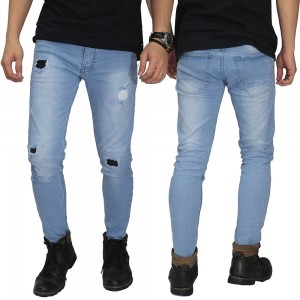 Celana Jeans Ripped and Repair Light Blue