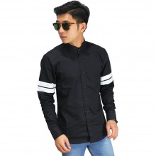 Kemeja Arm Double Stripe Black