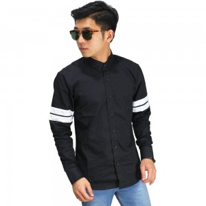 Kemeja Arm Double Stripe Black