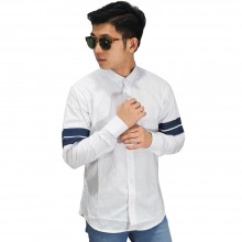 Kemeja Arm Double Stripe White