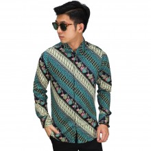 Kemeja Batik Parang Modern Gradasi Tosca
