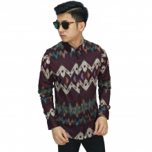 Kemeja Batik Zigzag Tenun Maroon