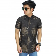 Kemeja Pendek Batik Abstract Motif Dark Brown