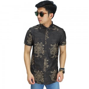 Kemeja Pendek Batik Abstract Motif Dark Brown