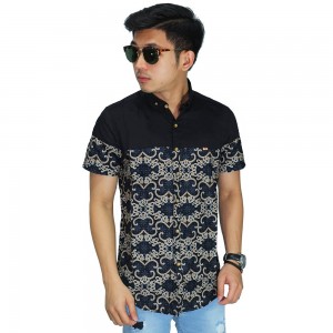 Kemeja Pendek Batik Casual Vector Black