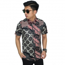 Kemeja Pendek Batik Modern Multi Motif Black