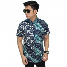 Kemeja Pendek Batik Modern Multi Motif Green