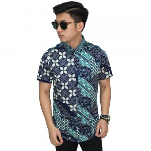 Kemeja Pendek Batik Modern Multi Motif Green