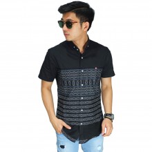 Kemeja Pendek Monochrome Batik Songket