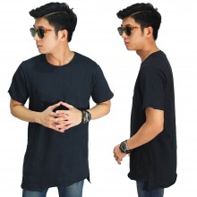 Longline Asymmetric T-Shirt Black