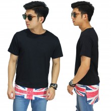 Longline T-Shirt With England Flag Black